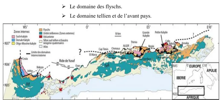 Figure 06 : Position des différentes unités géologiques des Maghrébides. 
