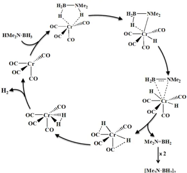Figure 2.7: Calculated mechanistic proposal for dehydrogenation of HMe 2 N·BH 3 by [Cr(CO) 6 ] precatalyst