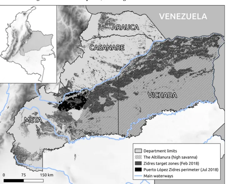 Figure 1. The Orinoco plains, including zones mentioned in the text