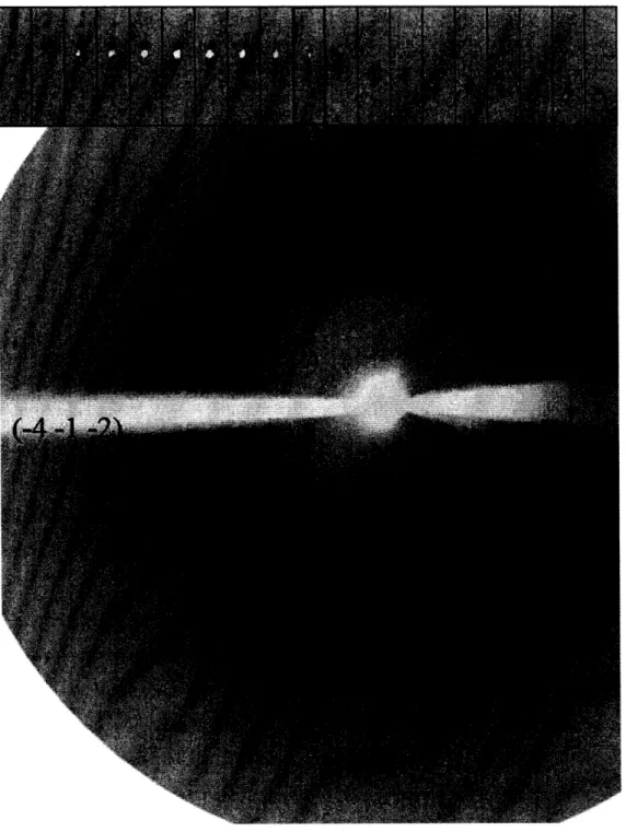 Figure  3-1:  Diffraction  image  from  a  cholesterol  arc.  The  inset  shows  a  region  of the  image  as  it  evolves  due  to  crystal  rotation