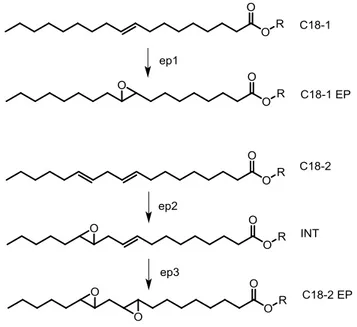 Figure II-16. Epoxydation de l’acide oléique et de l’acide linoléique 