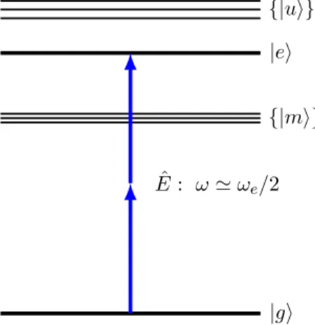 Figure 2.1: The interaction configuration. In this model, any single-photons are far away from resonance to all energy levels