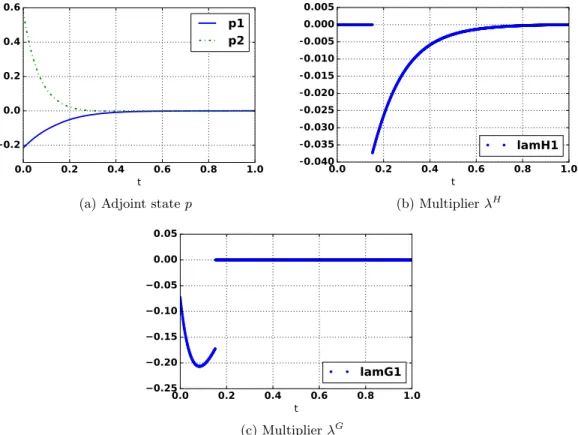 Figure 12: Numerical results for Example 6 using Algorithm in [36], h = 10 −3 .