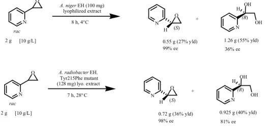 Figure  10.  Preparative  kinetic  resolution  of  2-pyridyloxirane  with  EHs  from  A