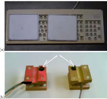 Fig. 9 The two modalities: (a) The foot pedals m fp . (b) The buttons on the props m b