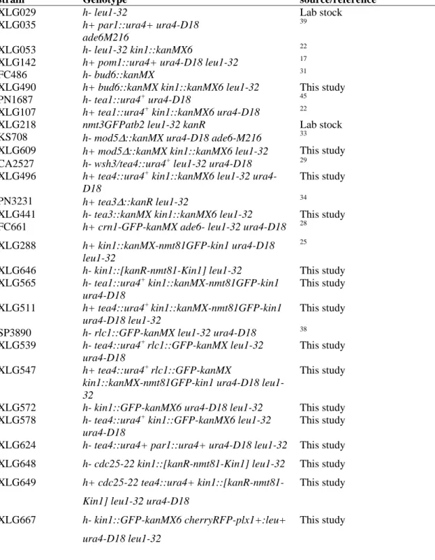 TABLE 1 : S. pombe strains used in this study. 