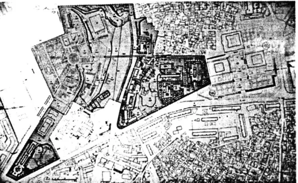 fig.  64  (above) Plan of the city  center with  the  competition  site  highlighted with tone