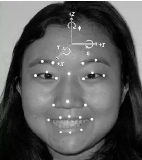 Figure 2.8: An example of vision tracking points on subject’s face used in [60].