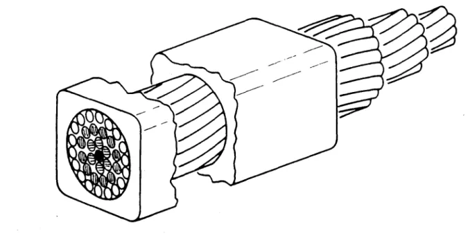 Figure 1.3  A  &#34;simply  twisted&#34;  cable.  Strands on  the outside  remain  on the outside over  the length  of  the cable