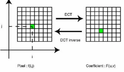 Figure I.2 : Application de la DCT sur chaque bloc. 
