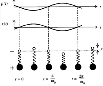 Figure I.9 : principe d’un dipôle oscillant assimilé à un ressort de masse réduite m et se déplaçant selon  la direction x [source : cours de spectrométrie_université d’Amiens, master MNSI]