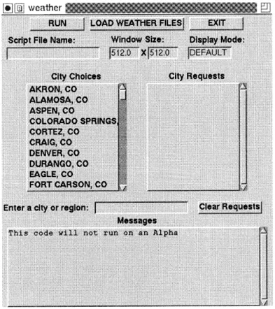 Figure  3.8  The graphical interface to  the weather system.