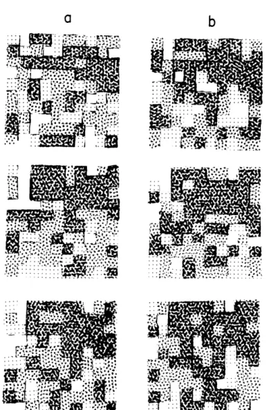 Fig.  XX-10.  Six  successive  maps  of  cold  sensitivity.  The  maps  in  column  a  were made  in  the  morning;  the  maps  in  column  b,  of  the  same  skin  area, were  made  in  the  afternoon.