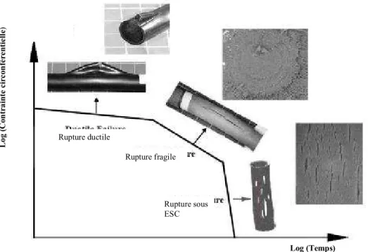 Figure I.7. Modes de défaillance prédominants dans un tube en HDPE [25]. 