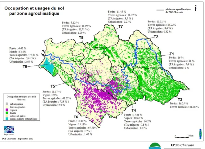 Fig.  0.4  Occupation  et  usages  des  sols  sur  le  bassin  hydrographique  de  la  Charente