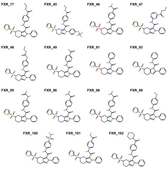 Figure  3.  Chemical  structures  of  the  15  FXR  ligands  included  in  free  energy  set1  (sulfonamides)