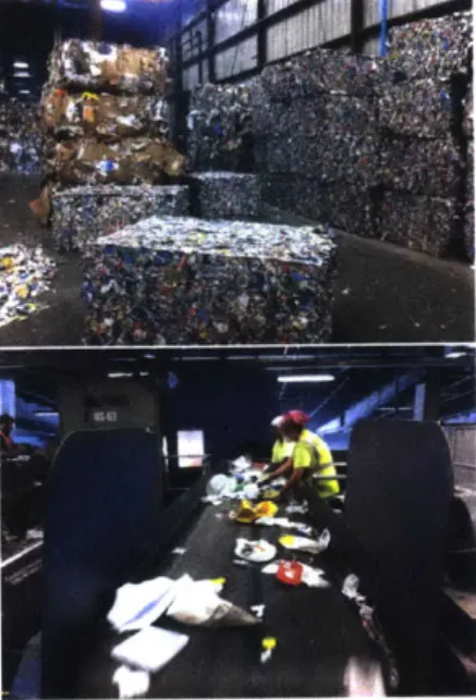Figure  1.1:  Baled  recycling  and  man- man-ual  sorting  in  Casella's  Mixed   Recy-cling  Facility [14]