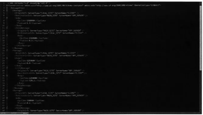 Figure 4.1: The screenshot aboveshows a CAD Connectfile, one ofthe manyinputfiles that the userhad to manuallyenter in orderfor the simulator to create the network topology.