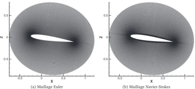 Figure 6.2: Comparaison des sections “profil” des maillages Euler et Navier-Stokes.