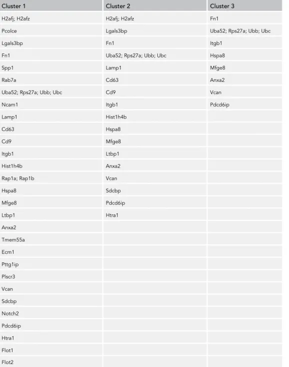 Table 1. Clusters of Specific Proteins Identified in the Internal Part of Glioma C6 EVs in the Time Course of Trypsin/