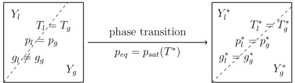 Figure 3: Representation of a control volume in the flow model during the phase transition step.