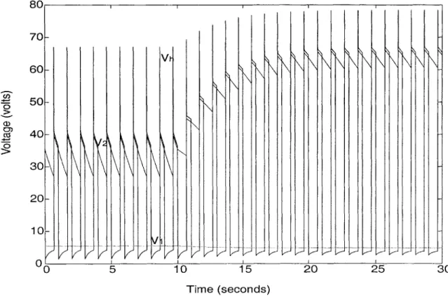Figure  3-1:  Response  of  the  pulsing  model  to  a  transient  in  R 3 .