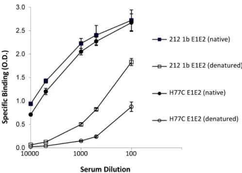 Fig 1. Serum antibodies from individual 300212 with acute resolving HCV infections are mainly to