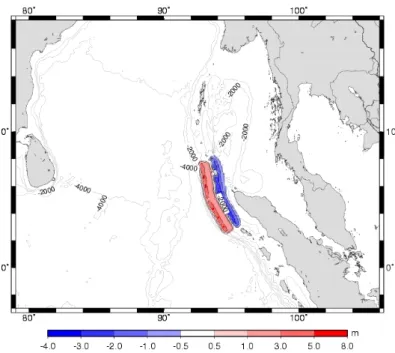 Figure 22 Déformation initiale utilisée pour la modélisation du tsunami du 26 décembre 2004