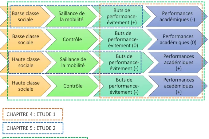 Figure 6. Schématisation des hypothèses des 5 études. 