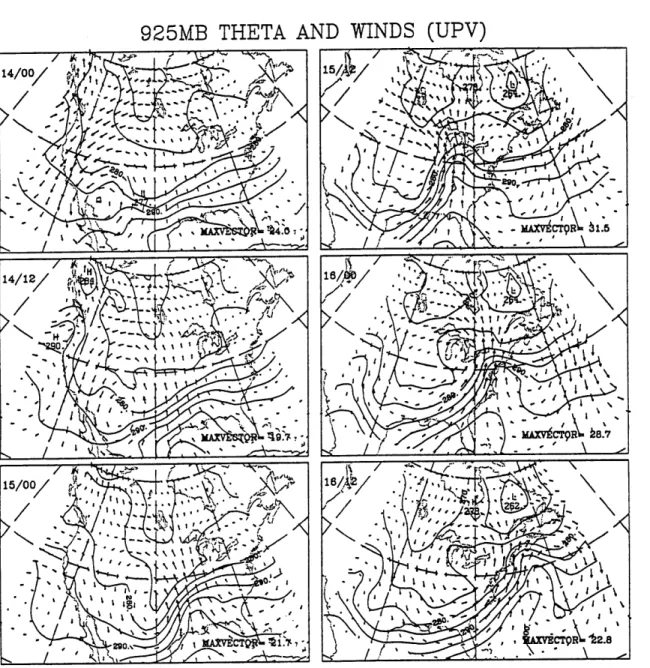 Figure  3.13  As  in  figure  3.1,  except  the  winds  are  from  the  upper  level  PV perturbation.