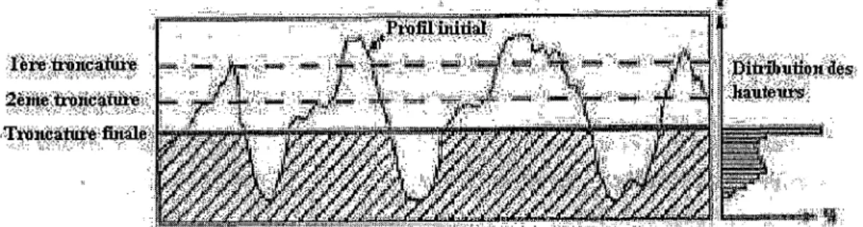 Figure III.22: Troncatures progressives dans le cas d'une usure abrasive idéale [34]. 