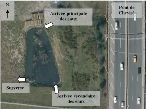 Figure  2.2 : Vue d’ensemble du bassin de Cheviré. Image Google Earth modifiée (2012) 