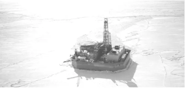 Figure 1: Photograph showing the Molikpaq in the Canadian Beaufort Sea. 