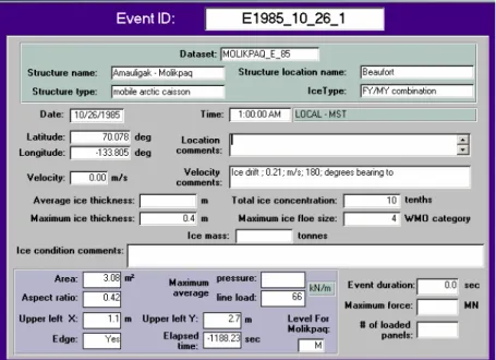 Figure 1  Form describing attributes of an event  Data extraction from database 