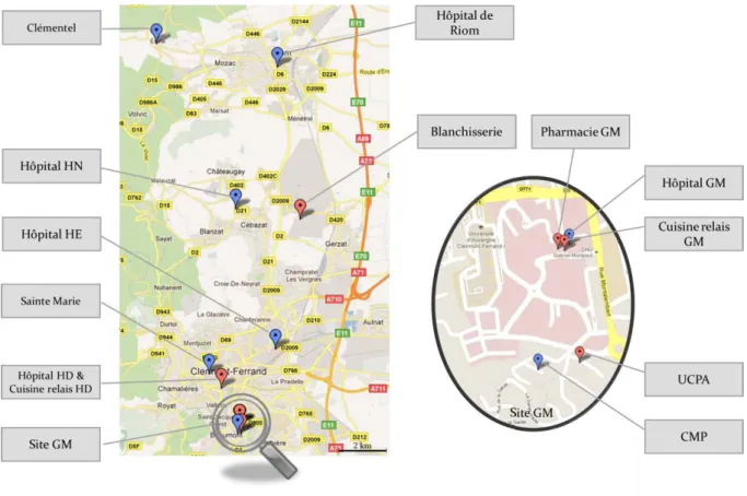 Figure 5 : Localisation géographique des sites concernés par notre étude 