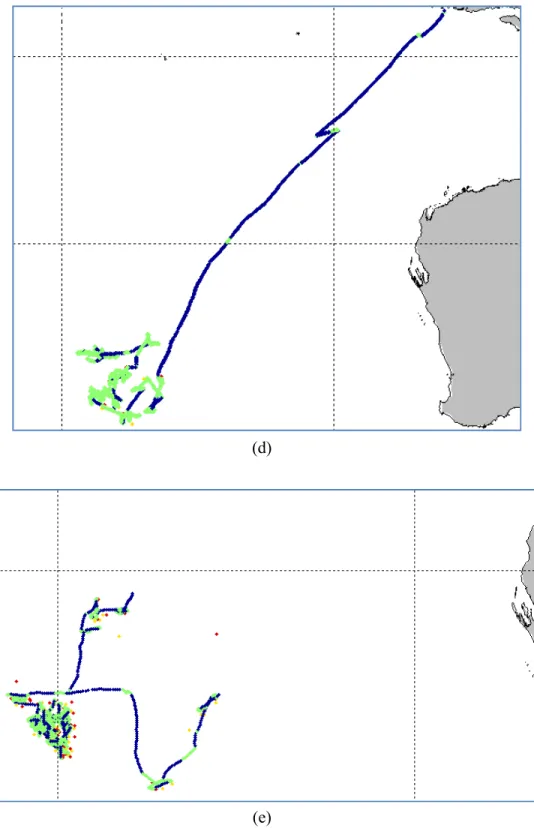 Fig. 7. Track of fishing vessels that show fishing activities from VMS data (dark blue: non-fishing; 