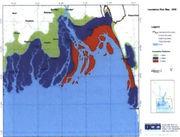 Figure  2.4Projection  of Storm  Surge  Inundation  in a Changing Climate  of 2050 in the Coastal  Areas of Bangladesh(Source:  World Bank,  2010)