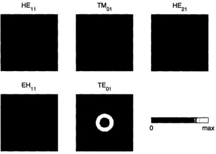 Figure  2-5:  The  electric-field  time-average  energy  density  for the  five modes  in  Fig.