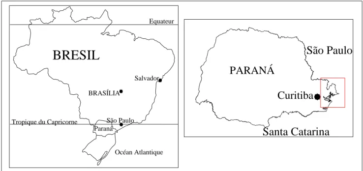 Figure 1 : Cartes de situation : Brésil - Paraná 