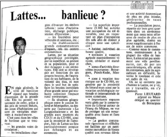 Figure 9 : Extrait du journal communal, rubrique «Action municipale »   [Journal communal n°29, octobre 1985, p.3]