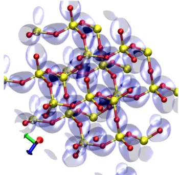 Fig. 12: Visualisation simultanées isosurfaces et noyaux d’un système ab initio.