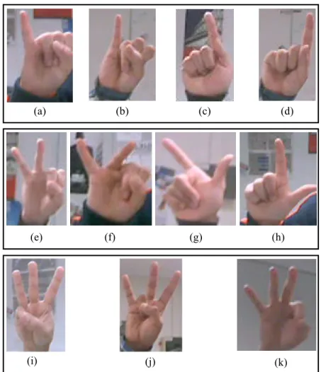 Figure 1.2 – Some examples of Intra-class variation and Inter-class similarity Our work in this thesis aims at addressing the aforementioned issues for hand posture recognition.