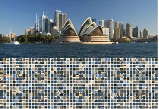 Figure 2.2: The Sydney Opera house: original image (top) and bag of fea- fea-tures representation (below).