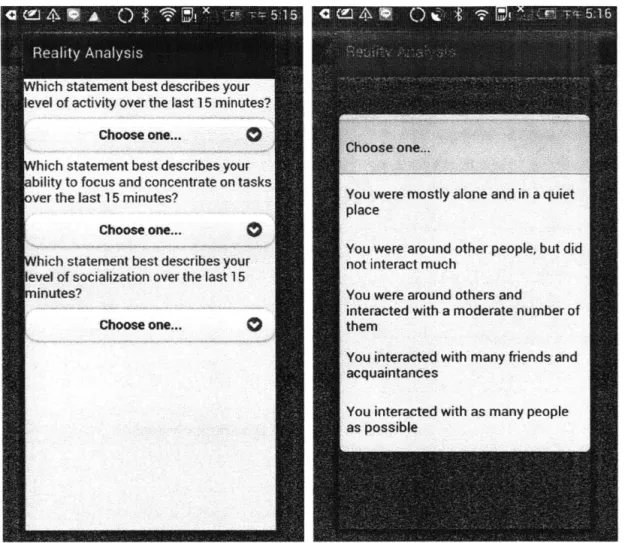 Figure 2-3: Sample smvey on participant's mobile phone screen 