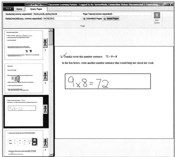 Figure  6-2:  Results of the  query  for  pages.  Work  from  the first student  listed,  in this  case  Emma,  are  show  in  the  left  hand  column