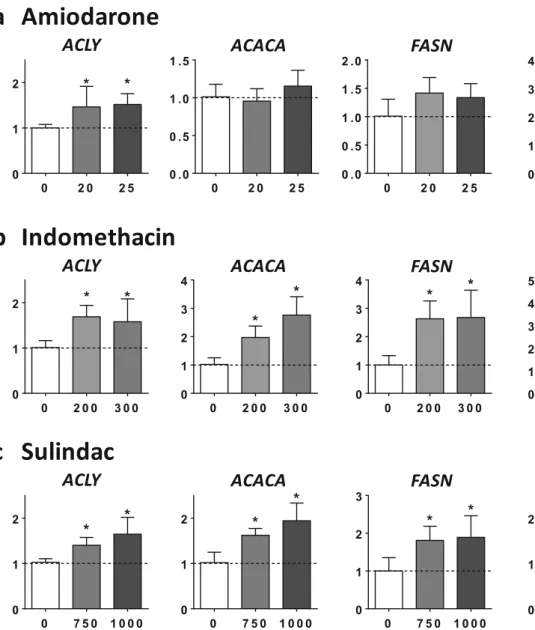 Fig. 4 Effects of drugs on mRNA level of DNL enzymes.