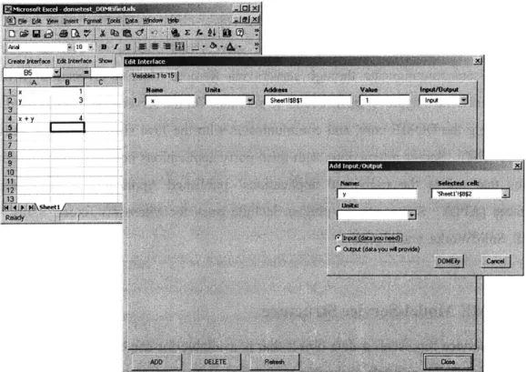 Figure  3:  Creating a DOME interface  for an Excel spreadsheet