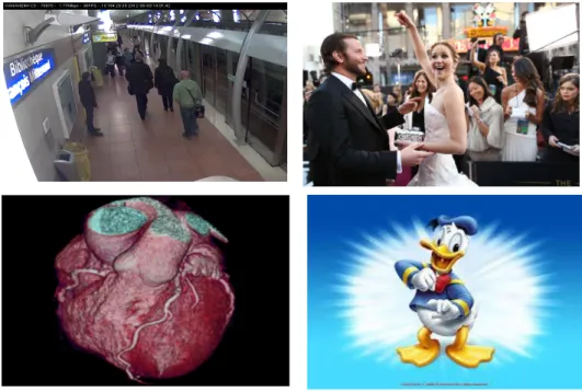 Figure 1.1: Examples of Videos. Top Left: A scene from a subway station. Top Right: