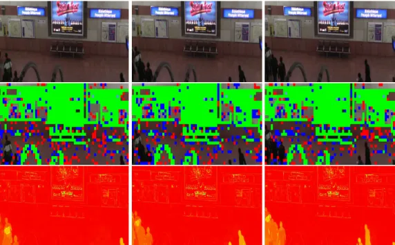 Figure 3.6: Background fibers and the background distance map for a static camera scene.