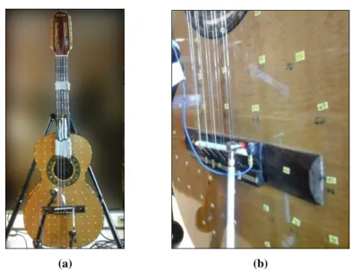 Figure 3.5: Setup used for the experimental modal analysis of the viola caipira soundboard.